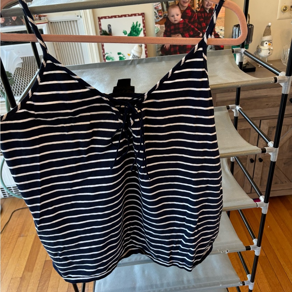 City Chic Navy and White Sleeveless Tie Front Camisole